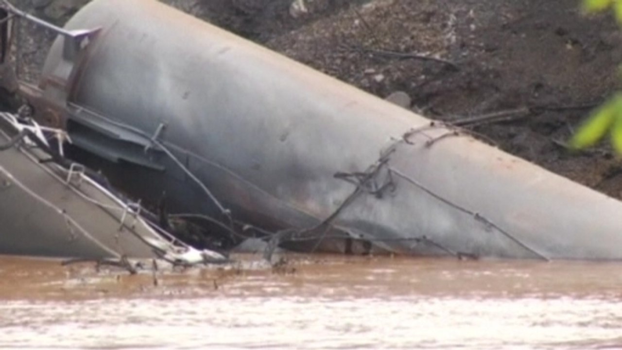 Derailed train bursts into flames in Lynchburg,...