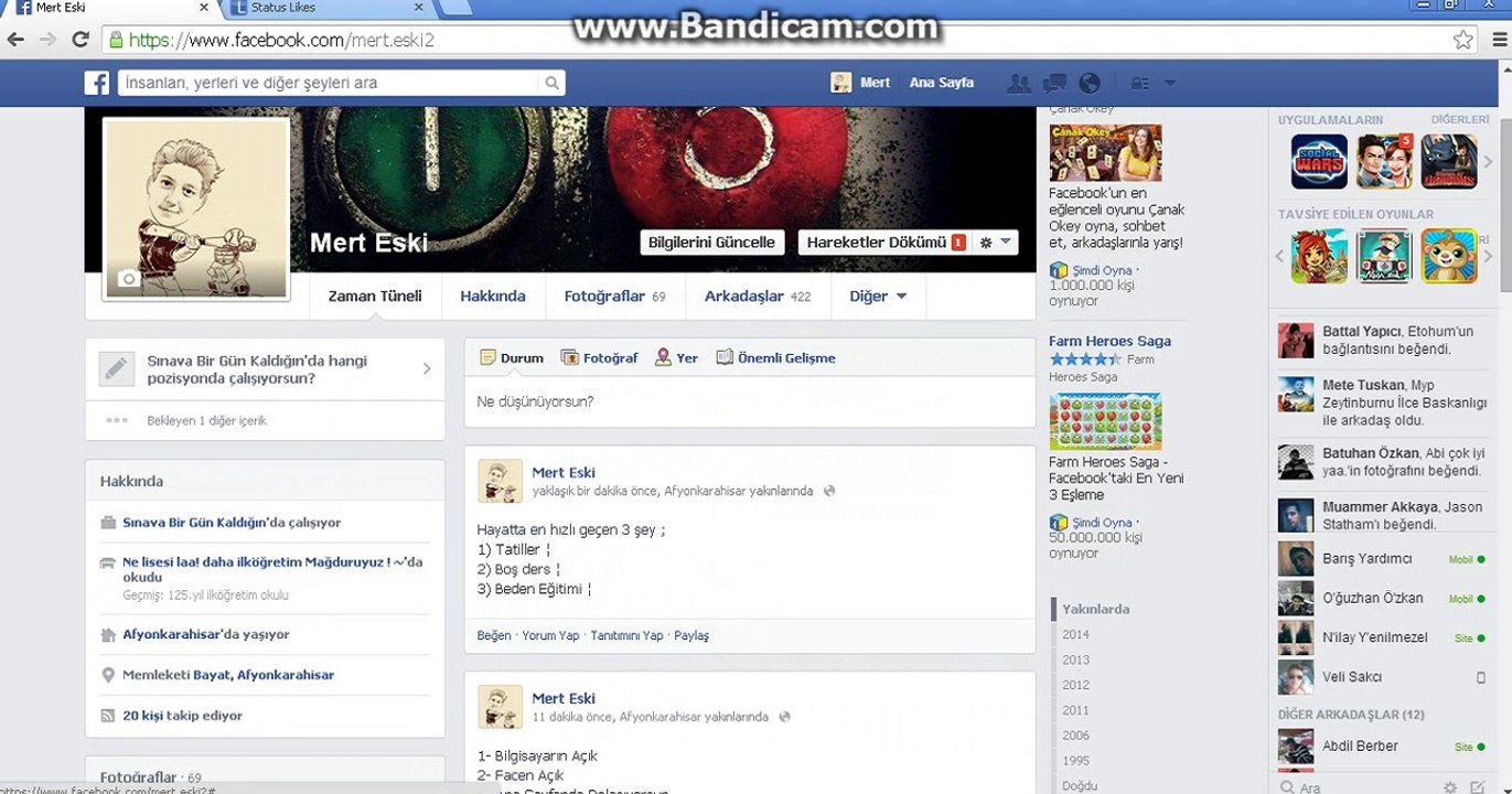 Facebook Durum Beğendirme Hilesi 2014