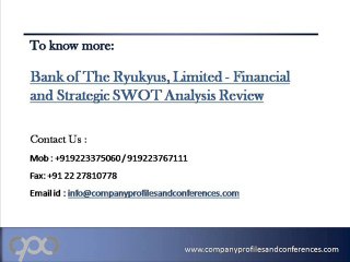 SWOT Analysis Review on Bank of The Ryukyus, Limited