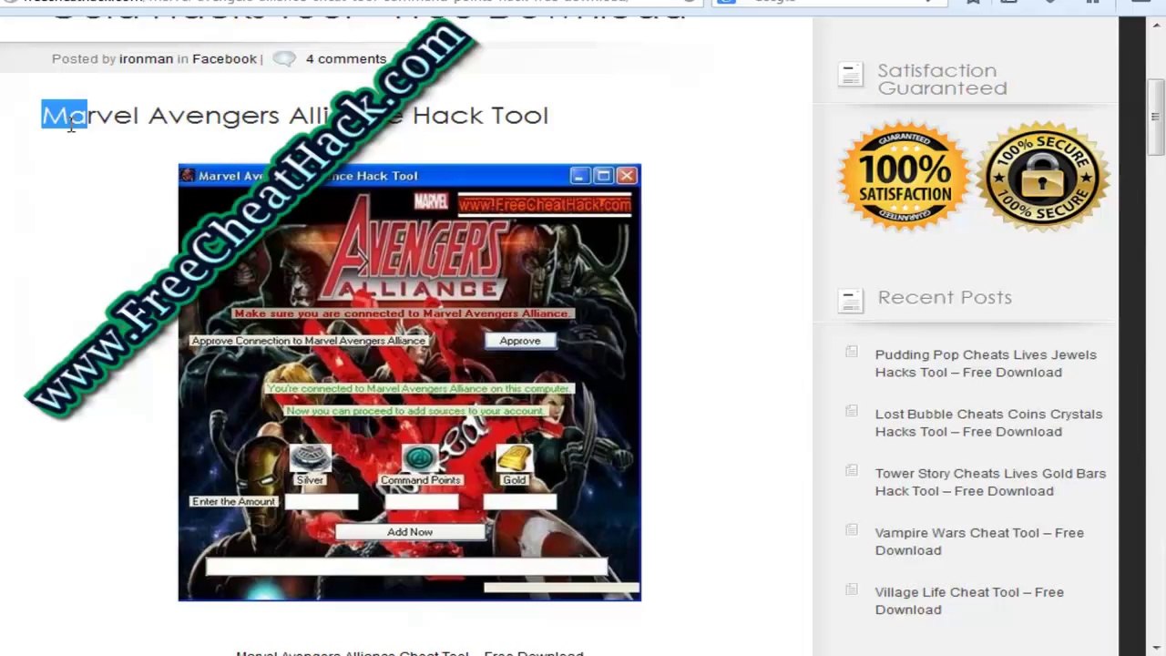 Marvel Avengers Alliance Cheat Tool ( No Survey Download )