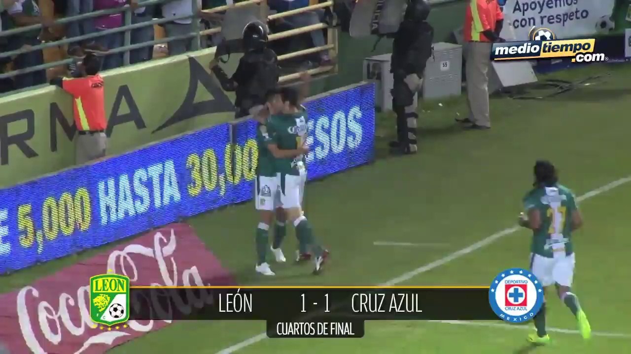 Goles del:León vs. Cruz Azul (1-1)