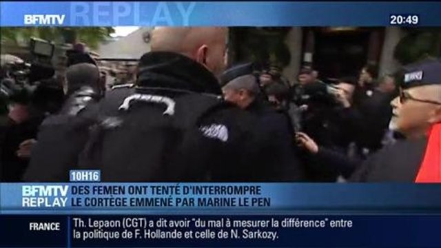 BFMTV Replay: 1er mai: Des Femen ont tenté d'interrompre le cortège du FN - 01/05