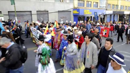 Evo Morales en marcha por 1 de Mayo