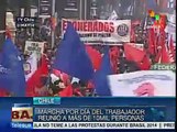 Marcha pacífica realizan trabajadores chilenos para conmemorar su día