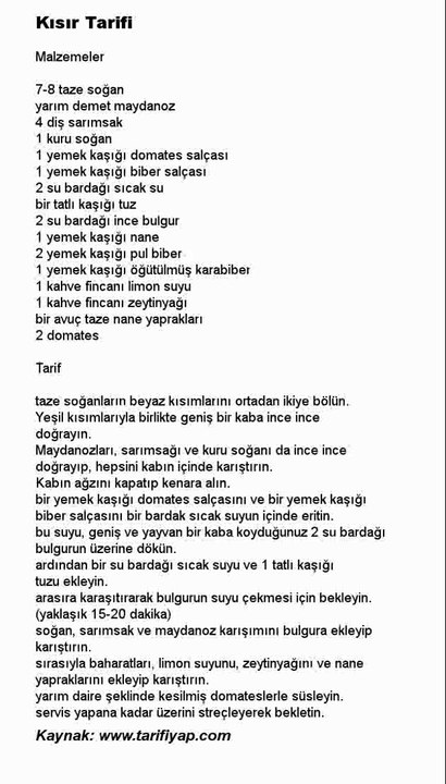 Kisir Tarifi