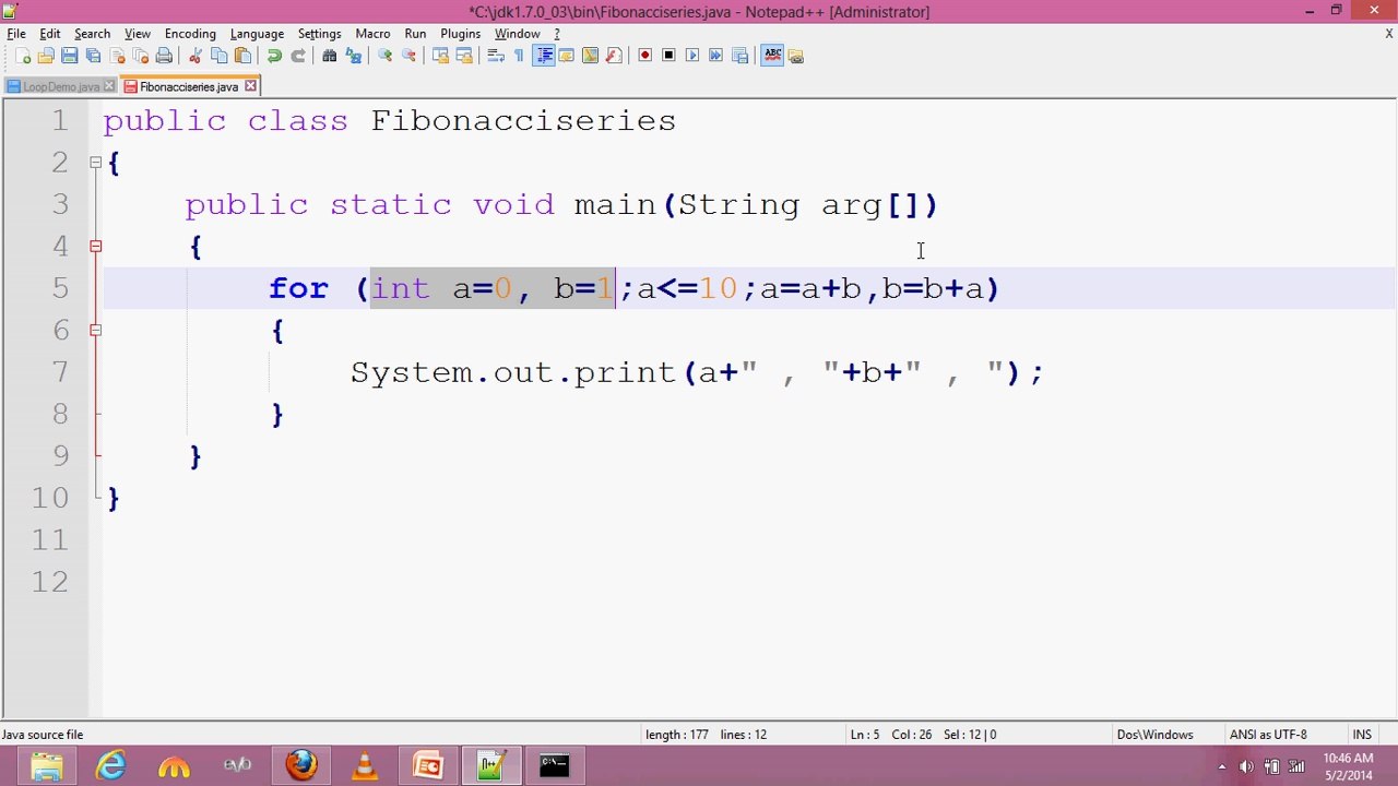 java programming tutorial 28 Fibonacci Series w...