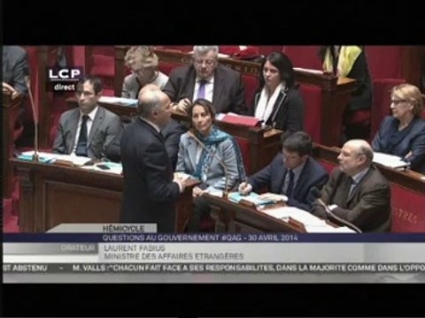 Centrafrique : Laurent Fabius répond à une question à l'Assemblée nationale (30/04/2014)
