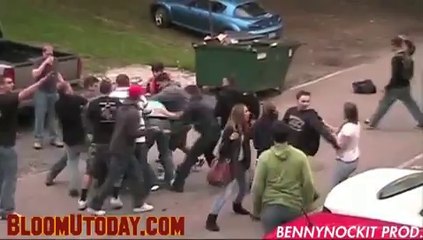 Large Block Party Brawl Caught on Video