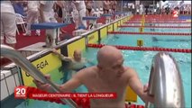 Le centenaire isarien, recordman de nage, au JT de 20h de France2