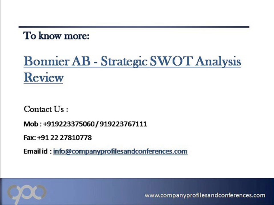 SWOT Analysis Review on Bonnier AB