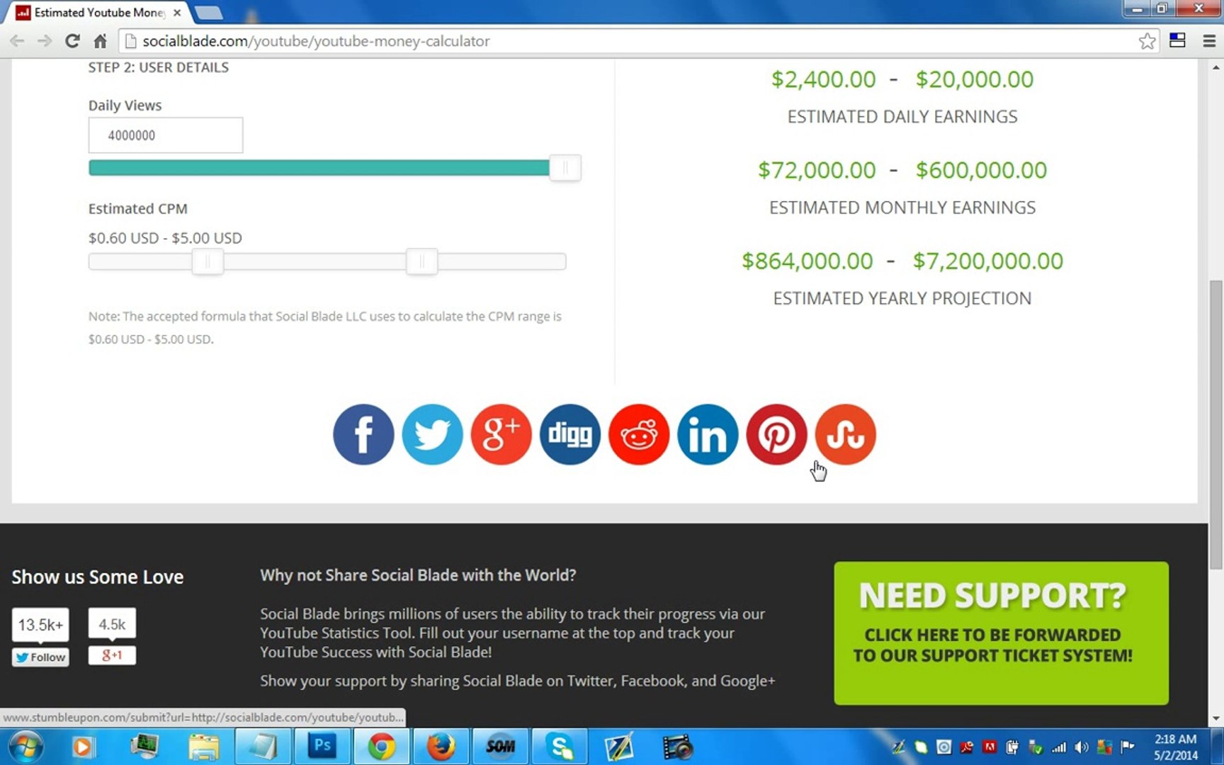 Money Calculator - Estimated revenue by views