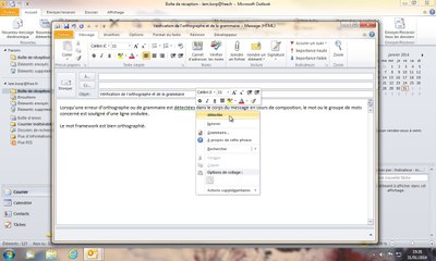 Outlook | Correction orthographique et grammaticale