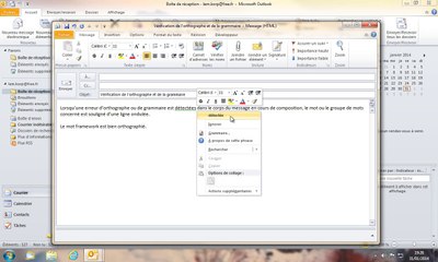 Outlook | Correction orthographique et grammaticale