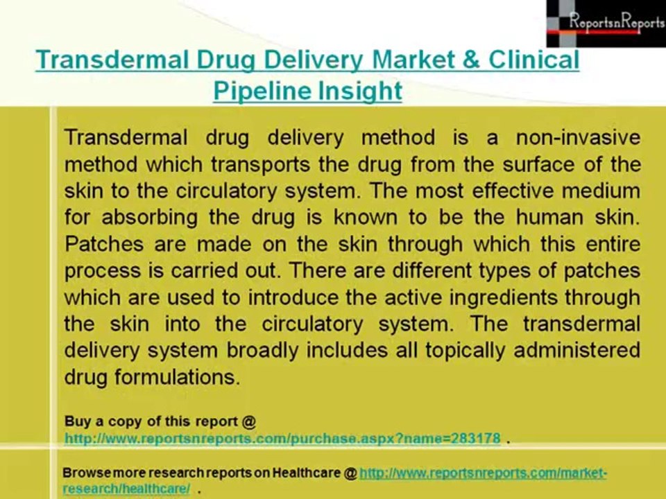 Transdermal Drug Delivery Market & Clinical Pipeline Insight
