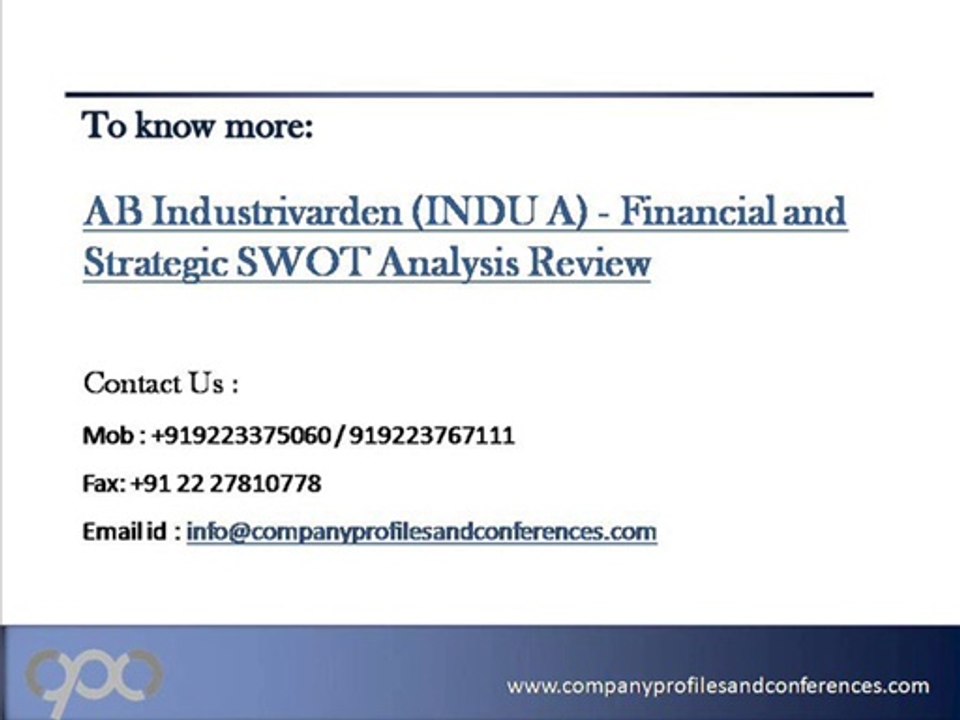 SWOT Analysis Review on AB Industrivarden (INDU A)