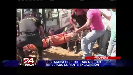 Tarapoto: rescatan vivo a obrero sepultado durante construcción