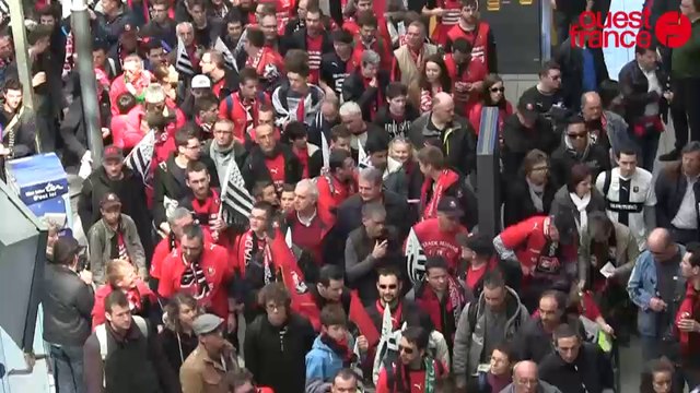 Finale Guingamp-Rennes: départ de la gare de Rennes