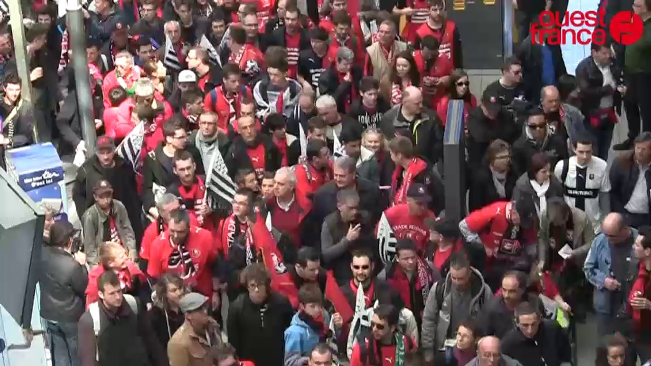 Finale Guingamp-Rennes: départ de la gare de Re...