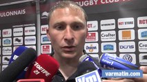 RCT-Stade Français: Pierre Mignoni réagit après la victoire des Toulonnais