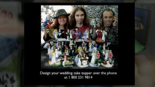 Wedding Cake Topper with a Rhinestone Bouquet
