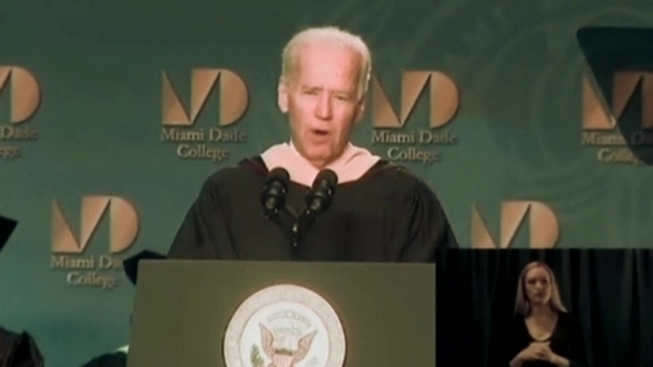 Protester yelling "Stop deportation!" interrupts Biden speech