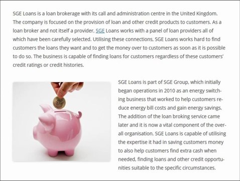 SGE Loans is a UK Broker of Loans for Any Purpose