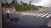 Scooter accident falling into a manhole !
