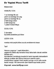 Ev Yapimi Pizza Tarifi