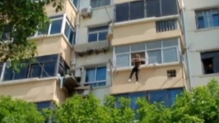 Drunk woman stuck on clothes hanger rescued