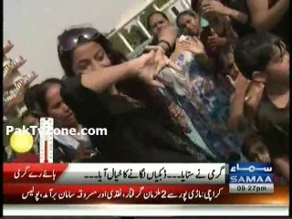 Girl dance and Families enjoy summer holiday at Water Park