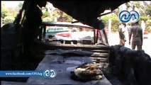 شاهد .. طلاب الإخوان بجامعة المنصورة يحرقون سيارة للشرطة