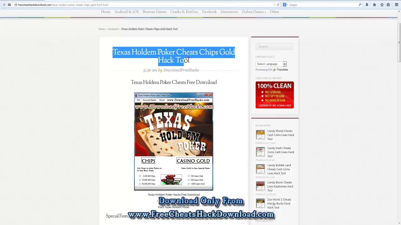 Texas Holdem Poker Cheats Gold Generator Hack (2014 Updated)