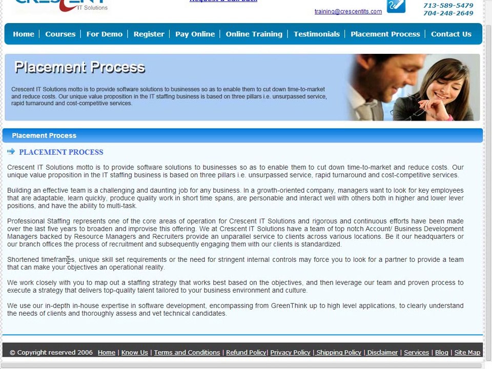 Crescent IT Solutions is having Good Track Record on Placement Support all Over the World