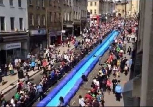 300ft Water Slide Takes Over Bristol High Street
