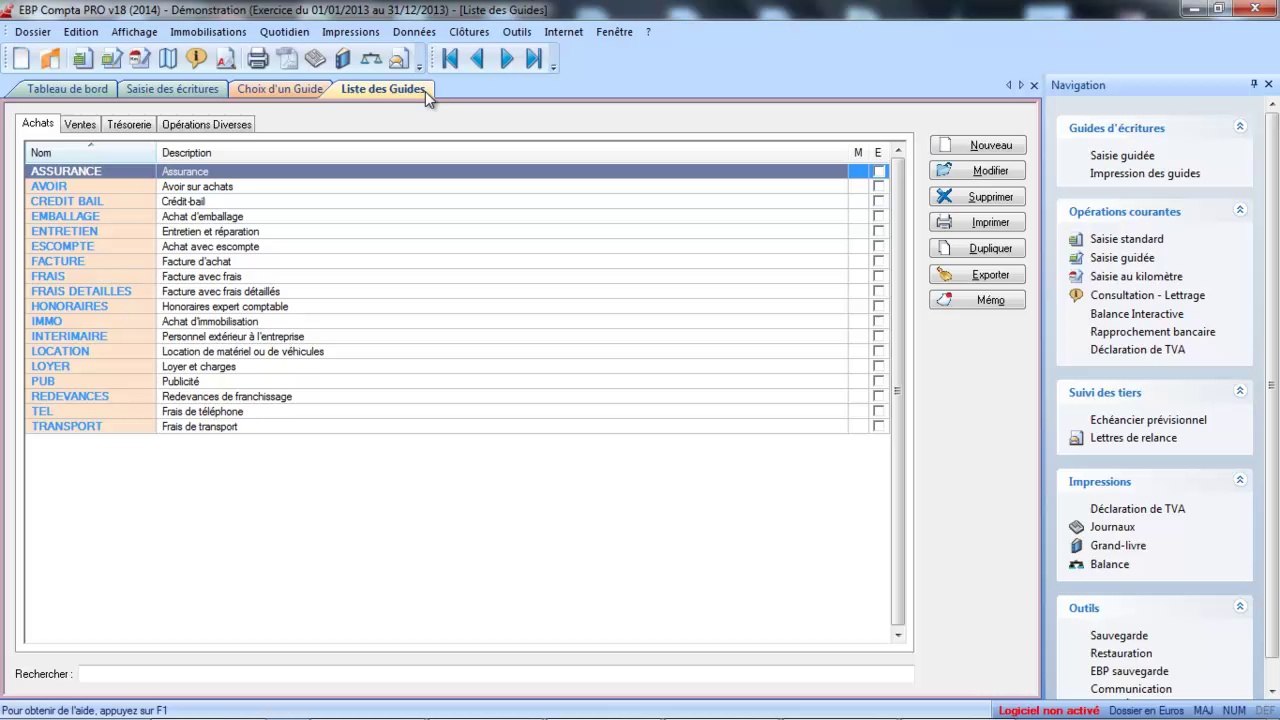 Tutoriel les guides  d'écritures sur EBP Compta V18