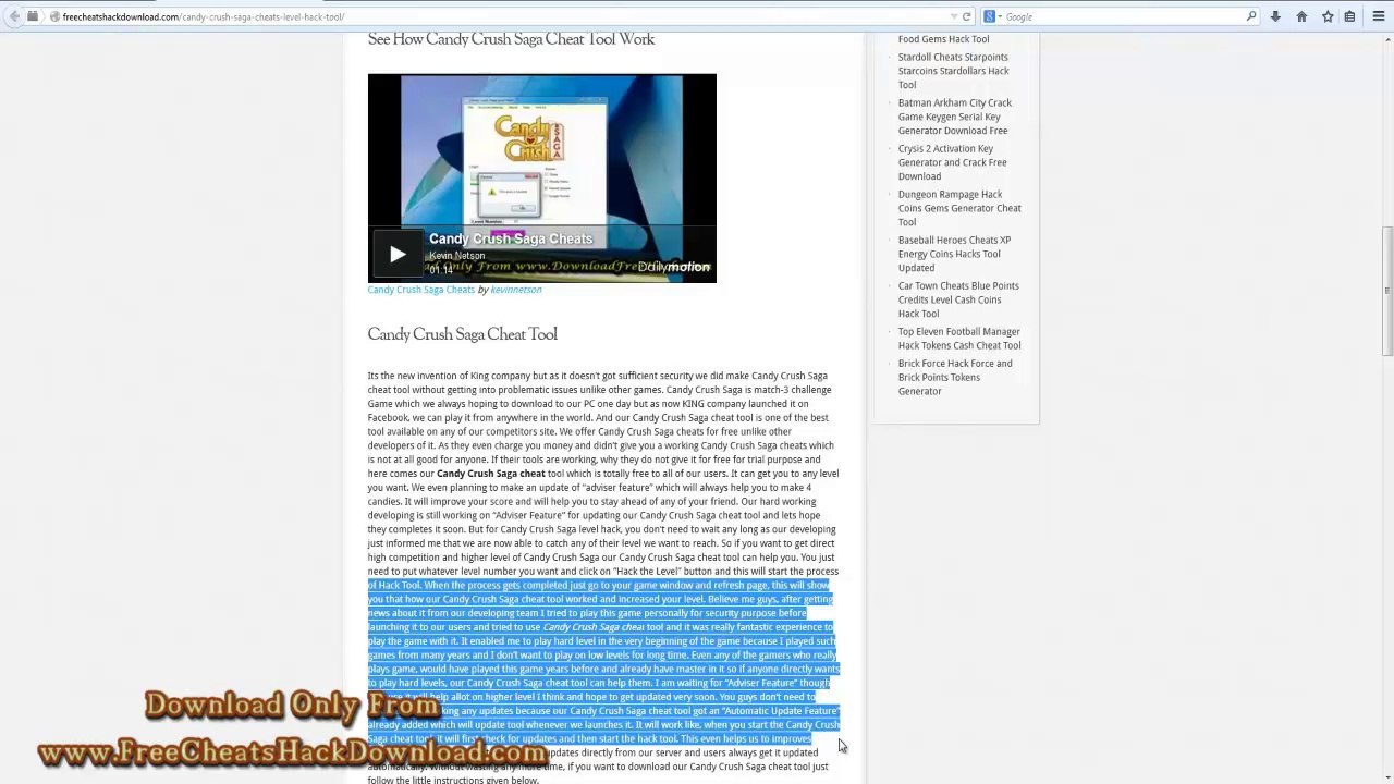 Candy Crush Saga Cheats Level Hack (2014 Updated)