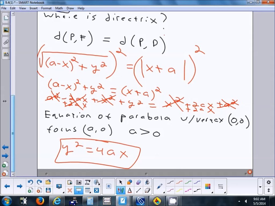 9.4(1) Conic Sections - Parabola 5-5-14