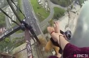 Climber without rope : insane guy plays with his life on the top of the world!