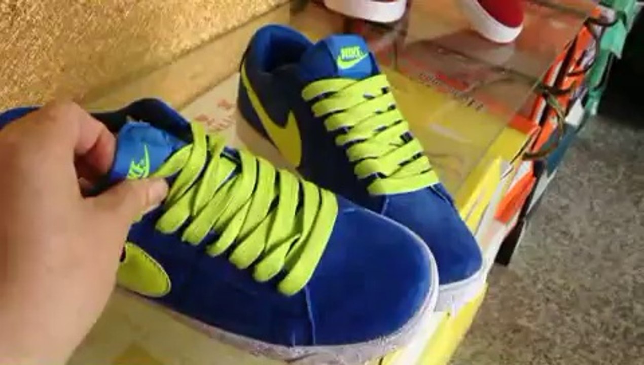 Blazer low Suede Vintage Mens BlueLime * sportsy.ru *