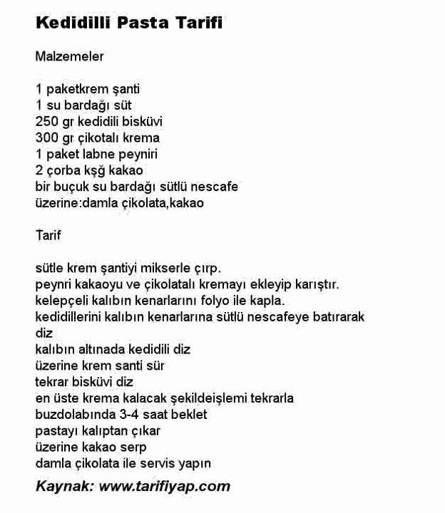 Kedidilli Pasta Tarifi