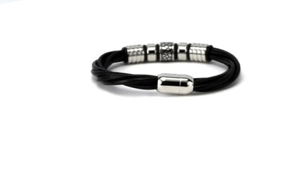 Sid Black Multi-strand Bracelet with Accents for Men