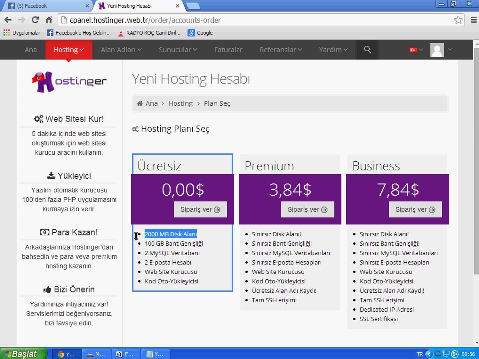 [.Comlu Site Kurma] (2000 MB Disk Alanı+100 GB Bant Genişliği+2 MySQL Veritabanı+2 E-posta Hesabı+Web Site Kurucusu+Kod Oto-Yükleyicisi)