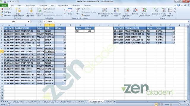 Excel'de Gelişmiş Filtre