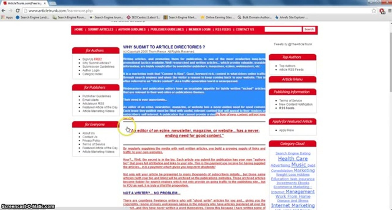 How to Submit Article On Article Trunk Directory