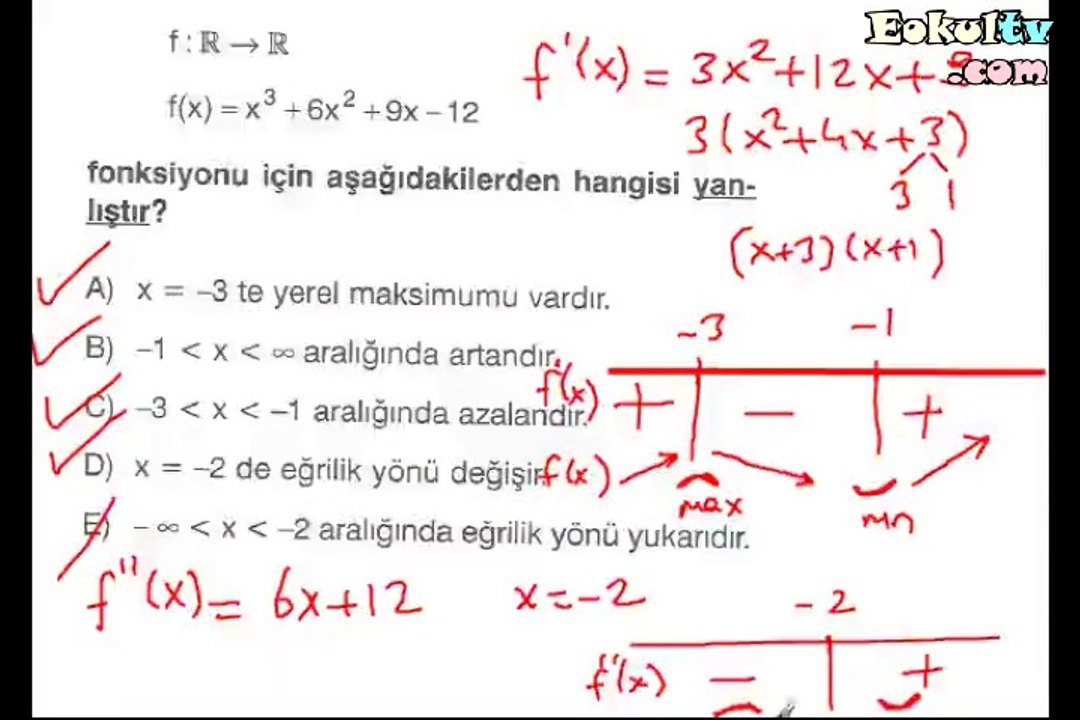 Türev soru çözümleri videosu 1. bölüm