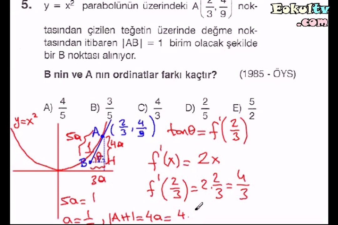 Türev soru çözümleri videosu 3. bölüm
