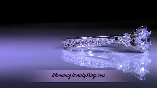 wedding ring 6 Prongs 1 Carat Round Diamond Engagement Ring With 18k White Gold Tapered Thi ckness Setting 3