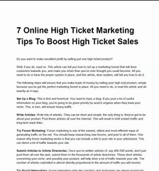 High Ticket Marketing Tips Free Report