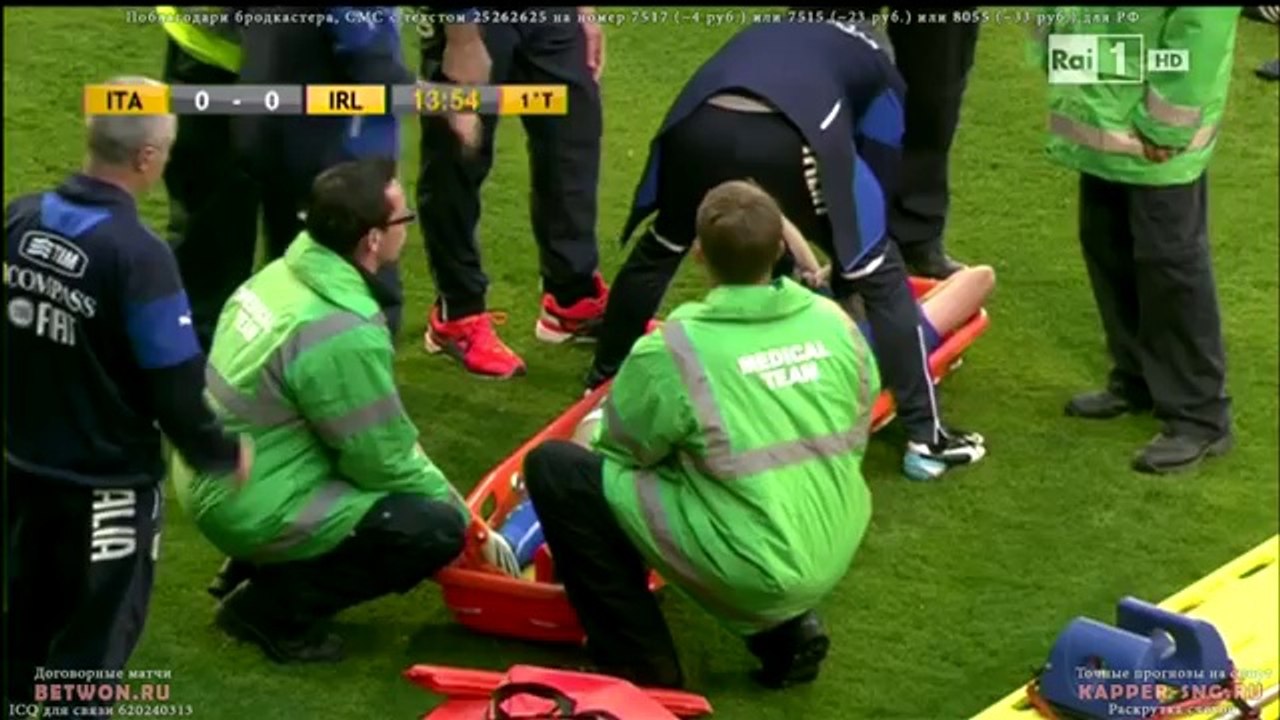 Riccardo Montolivo'nun ayağı kırıldı - Italya - Irlanda 0-0 (Hazırlık maçı) 31.05.2014