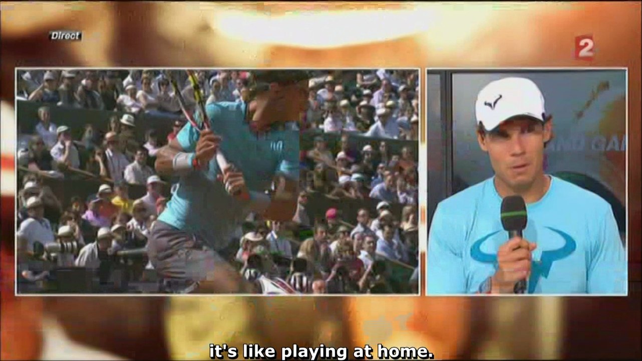 Rafael Nadal's interview on French TV after defeating Leonardo Mayer in Roland Garros 2014